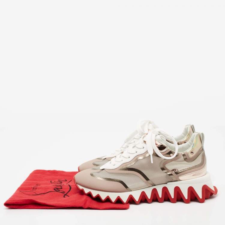 Pre Owned Christian Louboutin Tri-Color Leather and Net Sharkina Sneakers Size 38