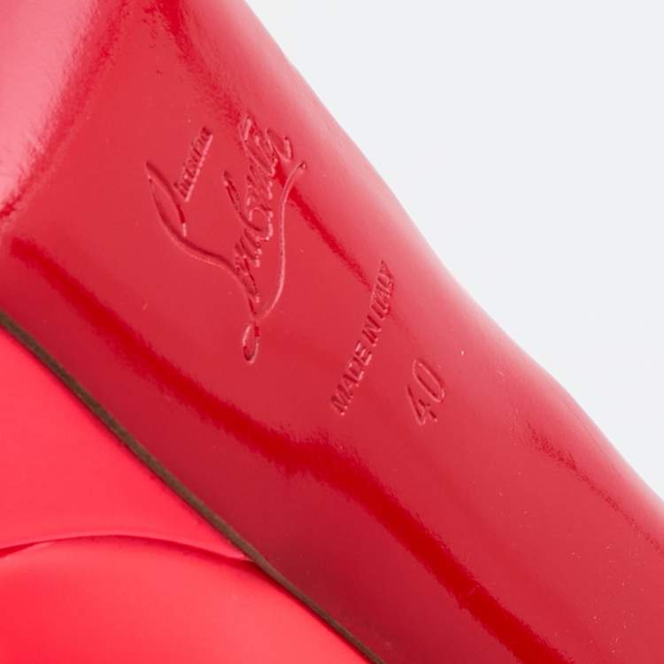 Pre Owned Christian Louboutin Neon Pink Leather Troca Peep Toe Platform Pumps Size 40