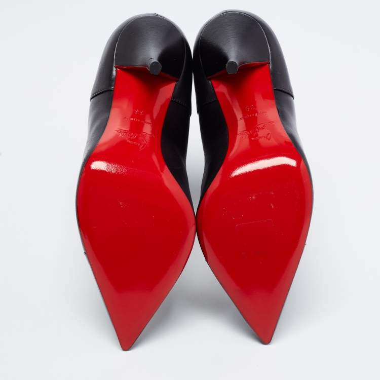 مملوكة مسبقًا Christian Louboutin Black Patent and Leather Cap-Toe Tucson Booties Size 38