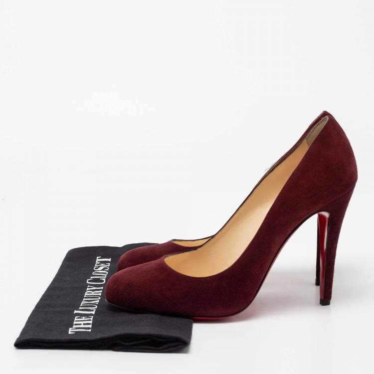 مملوكة مسبقًا Christian Louboutin Burgundy Suede Ron Ron Pumps Size 41