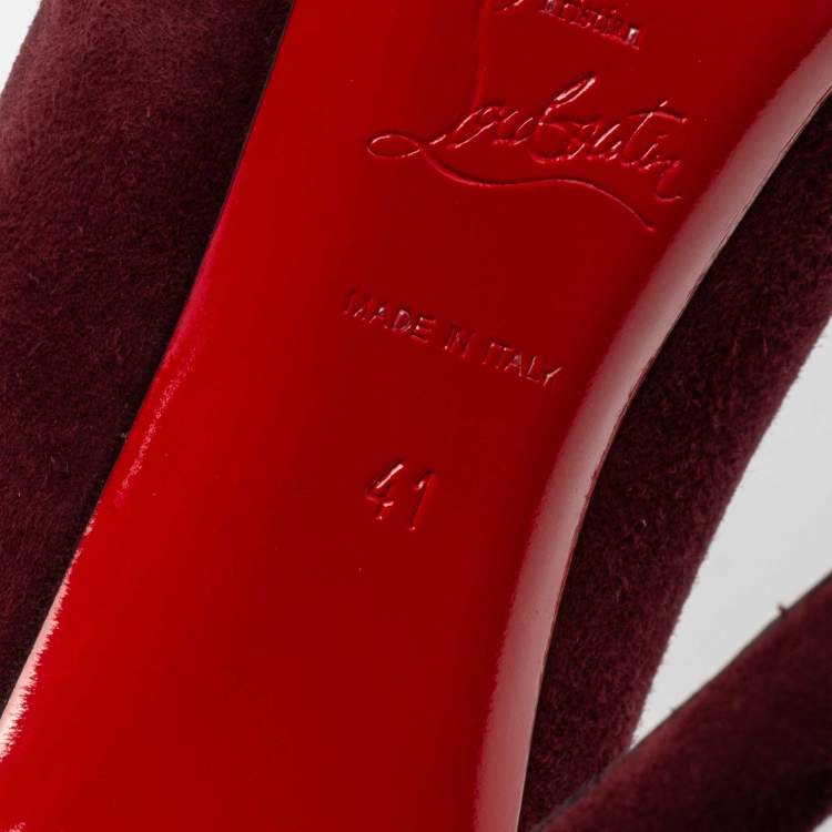 مملوكة مسبقًا Christian Louboutin Burgundy Suede Ron Ron Pumps Size 41