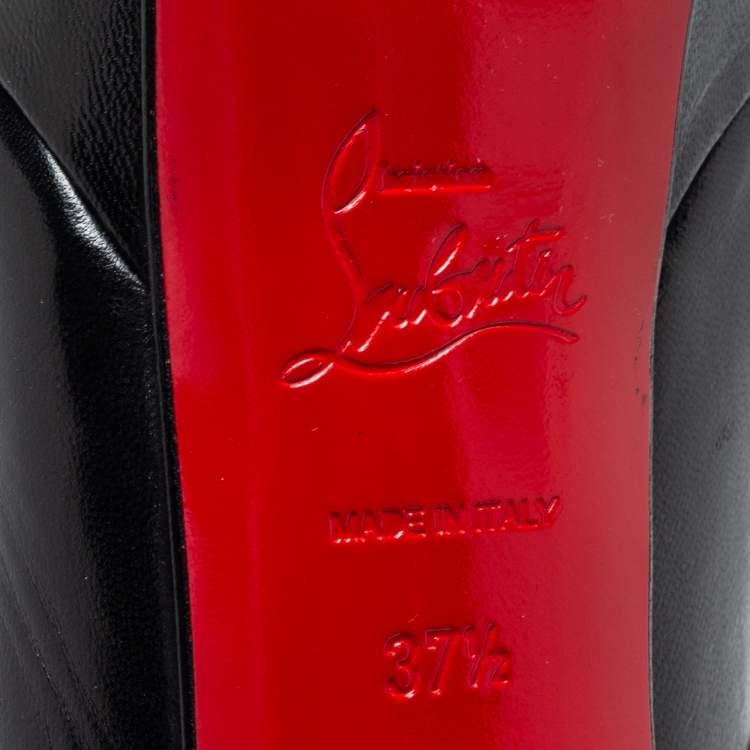 Pre Owned Christian Louboutin Black Leather Bianca Platform Pumps Size 37.5