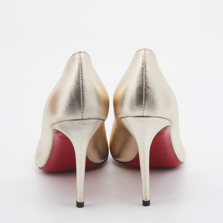 Pre Owned Christian Louboutin Metallic Gold Leather Fifi Pumps Size 38