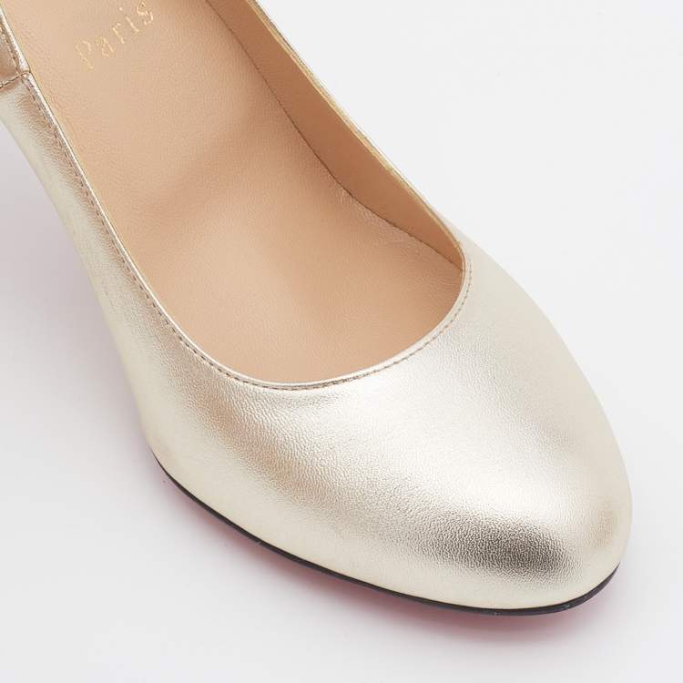 Pre Owned Christian Louboutin Metallic Gold Leather Fifi Pumps Size 38