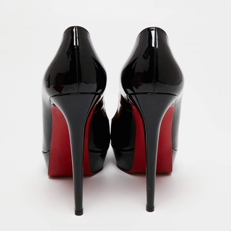Pre Owned Christian Louboutin Black Patent Leather Bianca Platform Pumps Size 40
