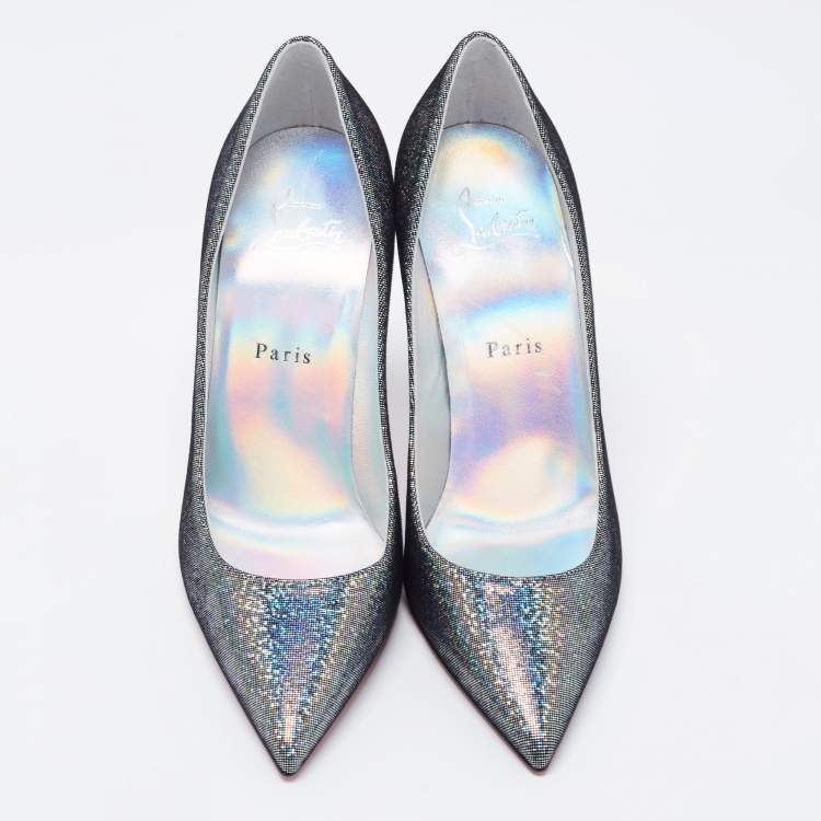 Pre Owned Christian Louboutin Multicolor Iridescent Disco Suede Kate Pumps Size 38