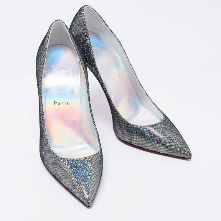Pre Owned Christian Louboutin Multicolor Iridescent Disco Suede Kate Pumps Size 38