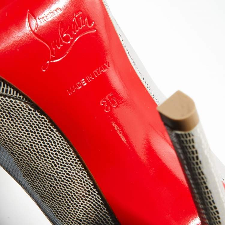 Pre Owned Christian Louboutin Metallic Silver Leather Pigalle Plato Pumps Size 35