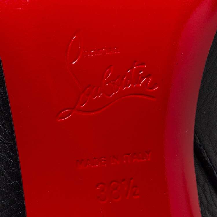Pre Owned Christian Louboutin Black Leather Castarika Ankle Boots Size 38.5
