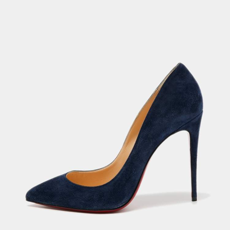 Pre Owned Christian Louboutin Navy Blue Suede Pigalle Follies Pumps Size 39