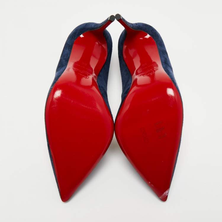Pre Owned Christian Louboutin Navy Blue Suede Pigalle Follies Pumps Size 39