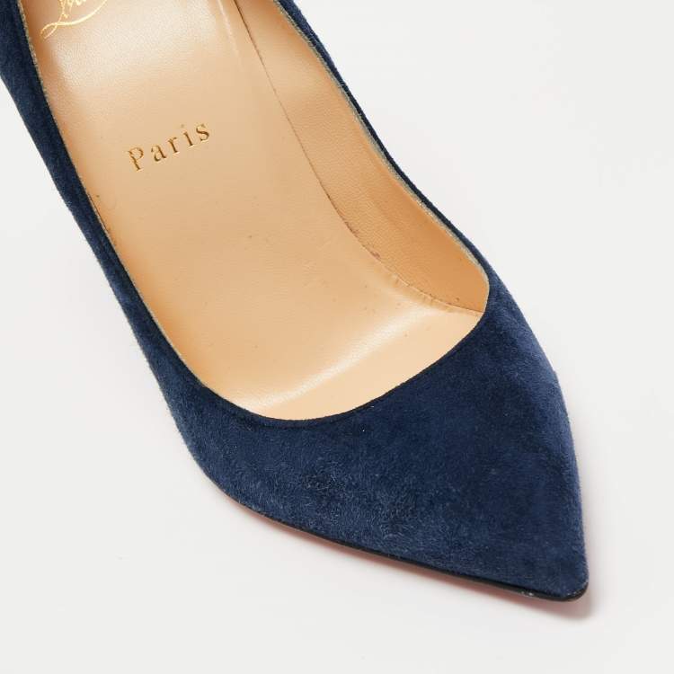 Pre Owned Christian Louboutin Navy Blue Suede Pigalle Follies Pumps Size 39