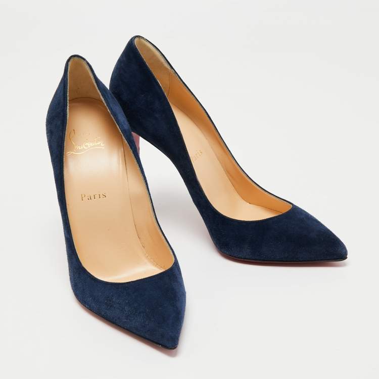 Pre Owned Christian Louboutin Navy Blue Suede Pigalle Follies Pumps Size 39
