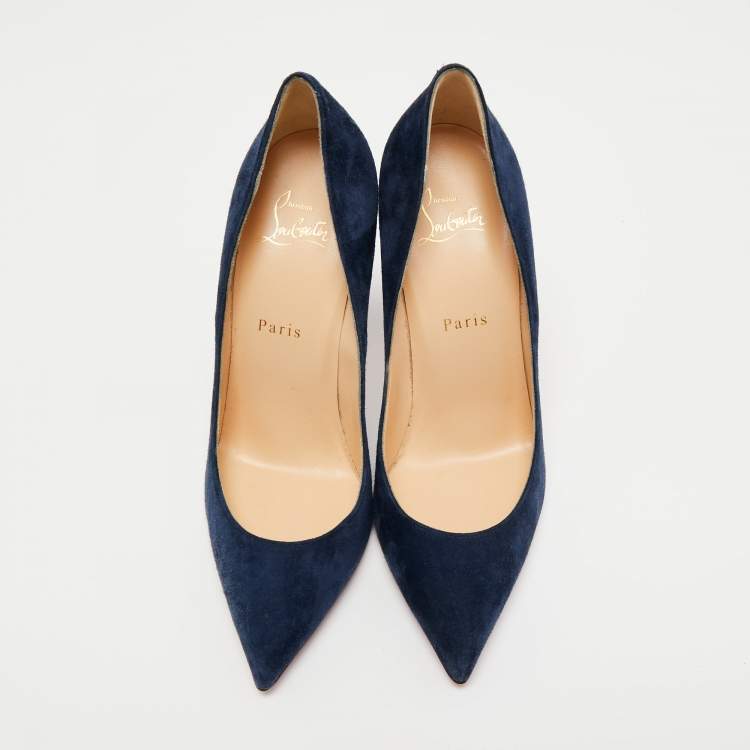 Pre Owned Christian Louboutin Navy Blue Suede Pigalle Follies Pumps Size 39