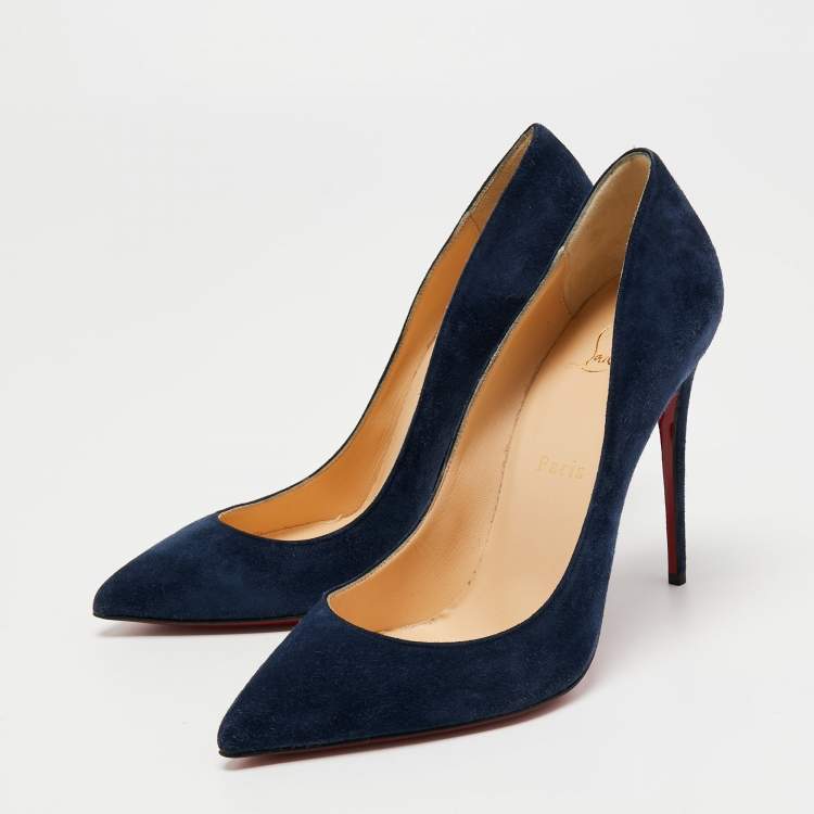 Pre Owned Christian Louboutin Navy Blue Suede Pigalle Follies Pumps Size 39