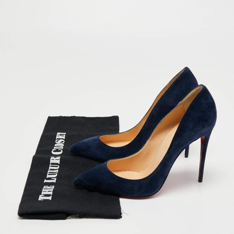 Pre Owned Christian Louboutin Navy Blue Suede Pigalle Follies Pumps Size 39