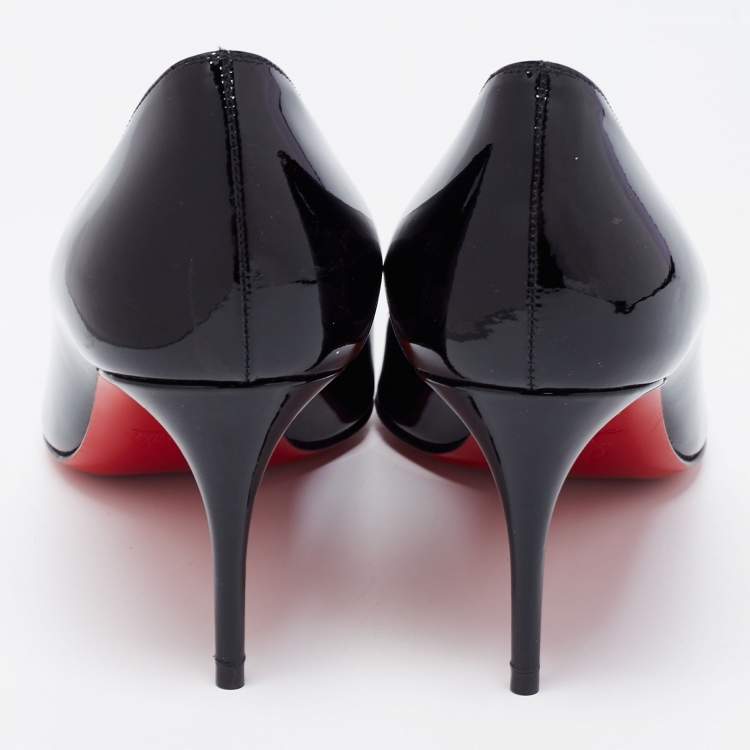 Pre Owned Christian Louboutin Black Patent Leather Kate Pumps Size 37