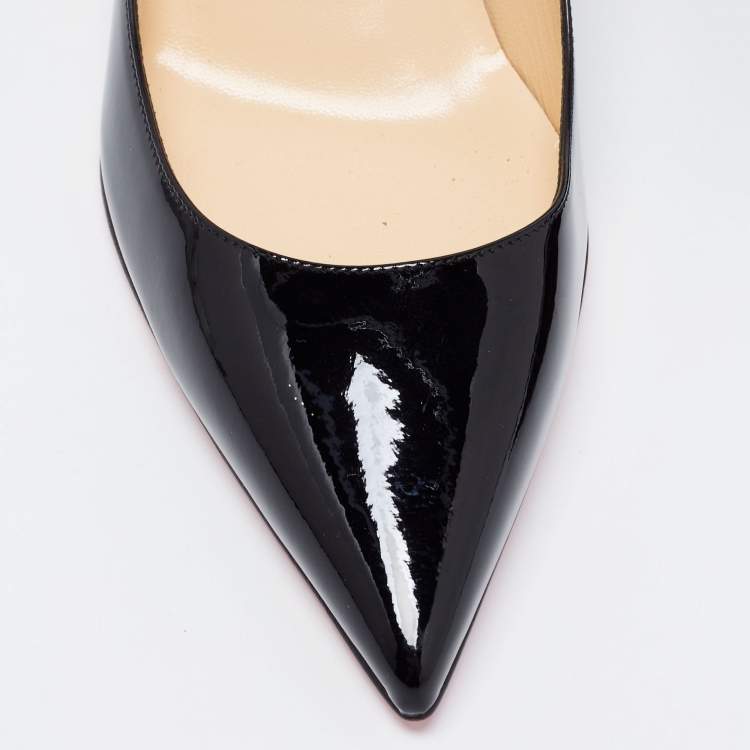 Pre Owned Christian Louboutin Black Patent Leather Kate Pumps Size 37