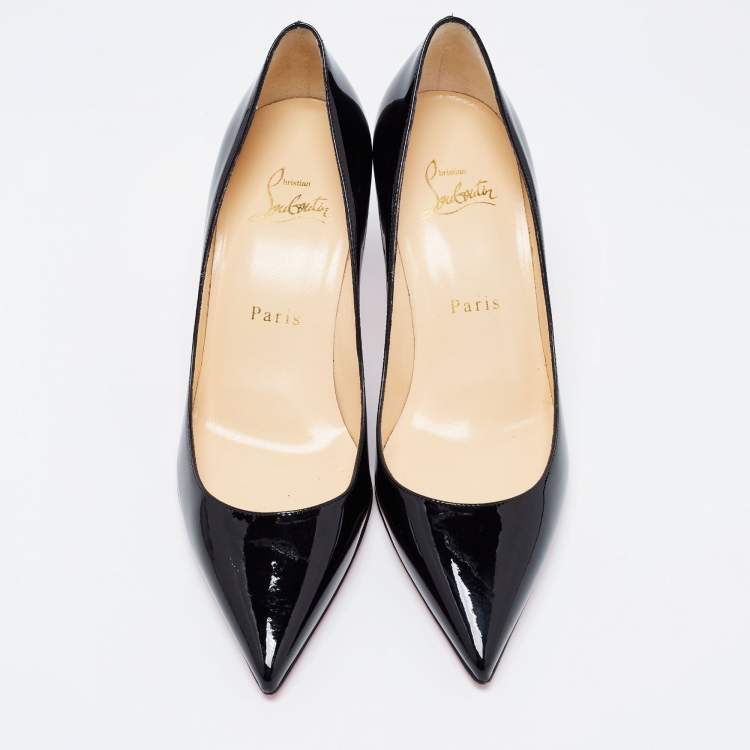 Pre Owned Christian Louboutin Black Patent Leather Kate Pumps Size 37