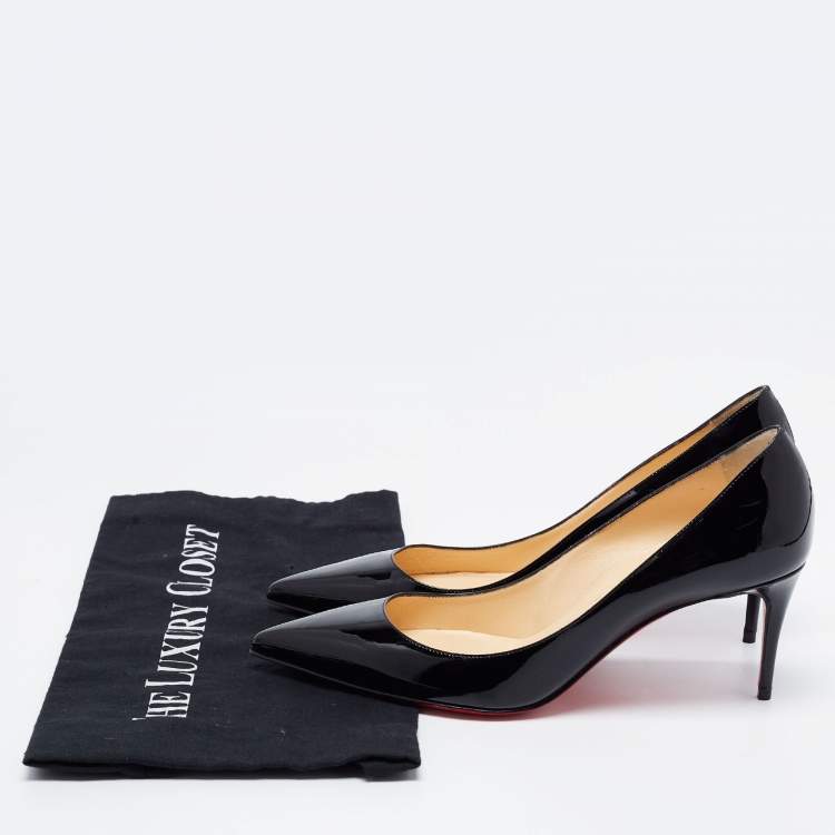 Pre Owned Christian Louboutin Black Patent Leather Kate Pumps Size 37