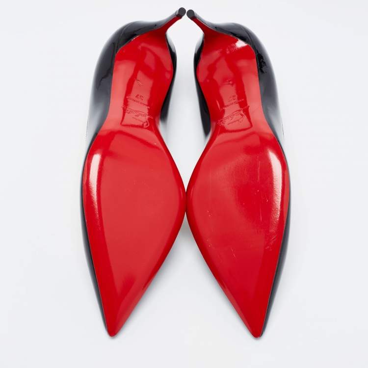 Pre Owned Christian Louboutin Black Patent Leather Kate Pumps Size 37