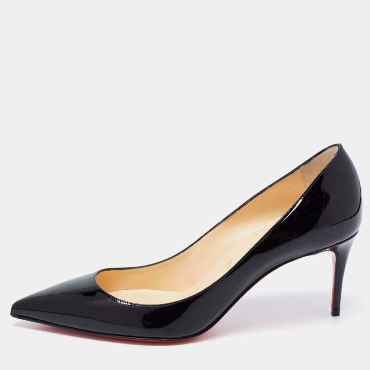 Pre Owned Christian Louboutin Black Patent Leather Kate Pumps Size 37