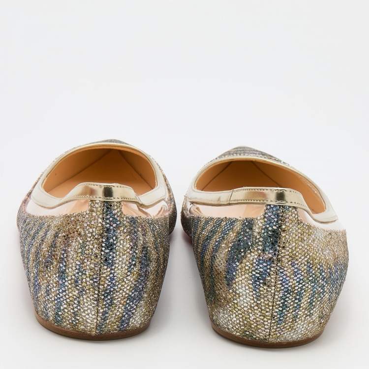Pre Owned Christian Louboutin Multicolor Glitter and Leather Paulina Ballet Flats Size 39.5