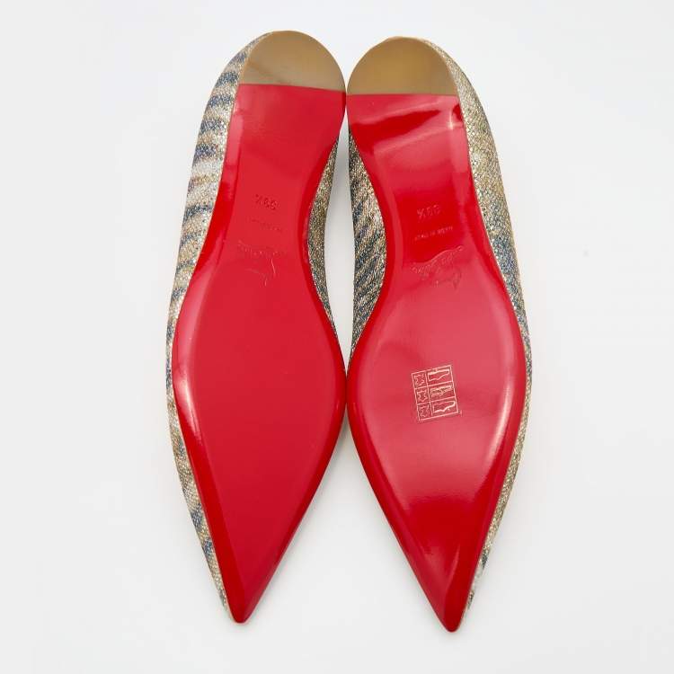 Pre Owned Christian Louboutin Multicolor Glitter and Leather Paulina Ballet Flats Size 39.5