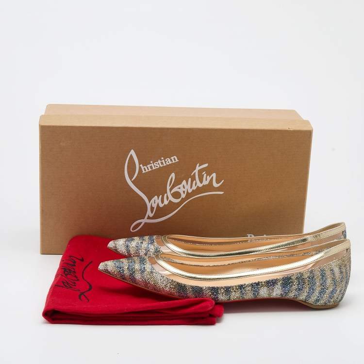 Pre Owned Christian Louboutin Multicolor Glitter and Leather Paulina Ballet Flats Size 39.5