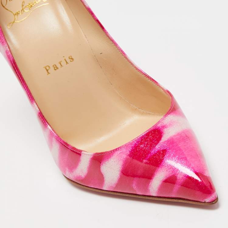 Pre Owned Christian Louboutin Pink/White Glitter Pigalle Follies Pumps Size 37