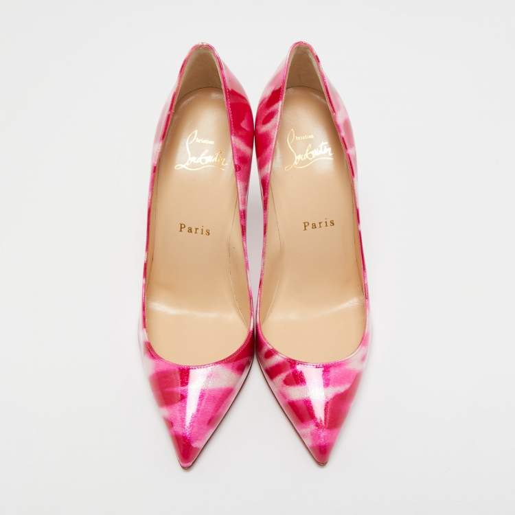 Pre Owned Christian Louboutin Pink/White Glitter Pigalle Follies Pumps Size 37