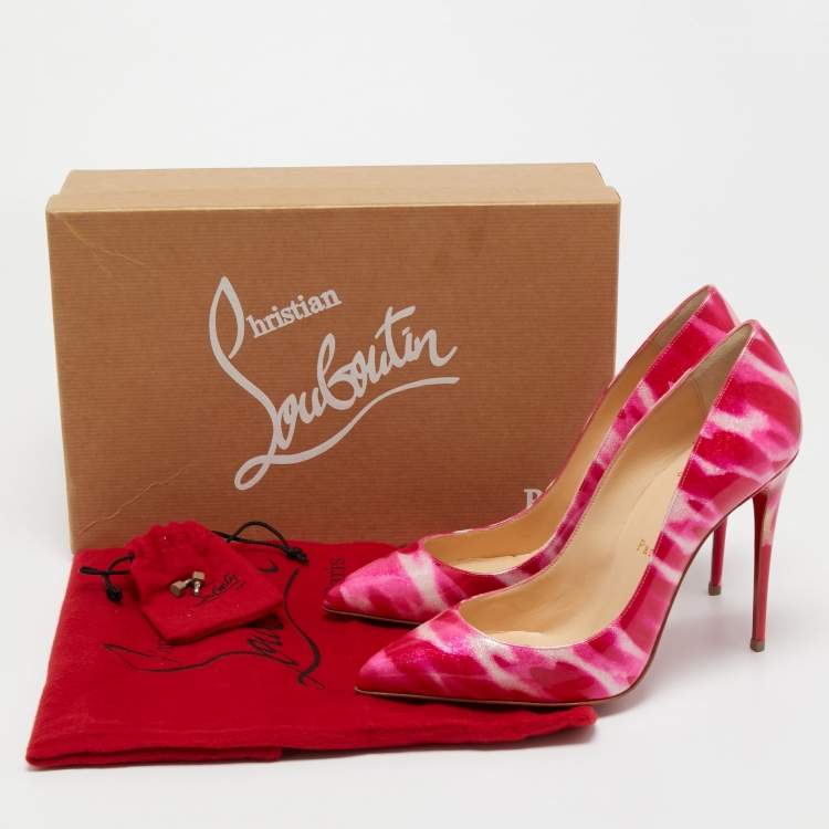 Pre Owned Christian Louboutin Pink/White Glitter Pigalle Follies Pumps Size 37