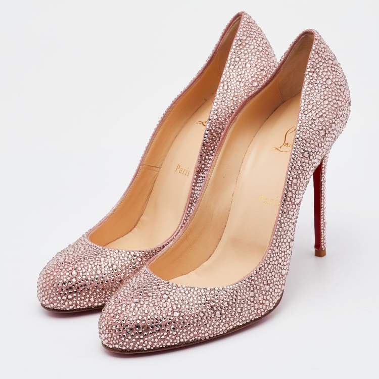 Christian Louboutin Pink Crystal Embellished Suede Fifi Strass