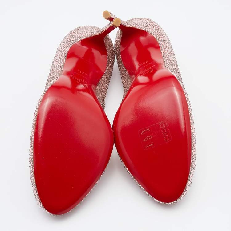 Pre Owned Christian Louboutin Pink Crystal Embellished Suede Fifi Strass Pumps Size 40.5