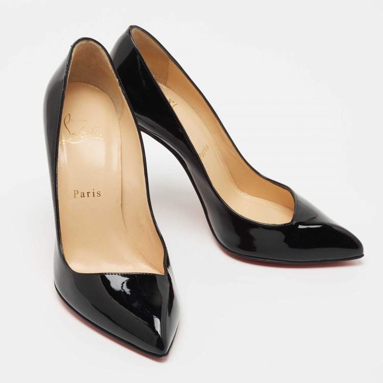 Pre Owned Christian Louboutin Black Patent Leather Corneille Pumps Size 36.5