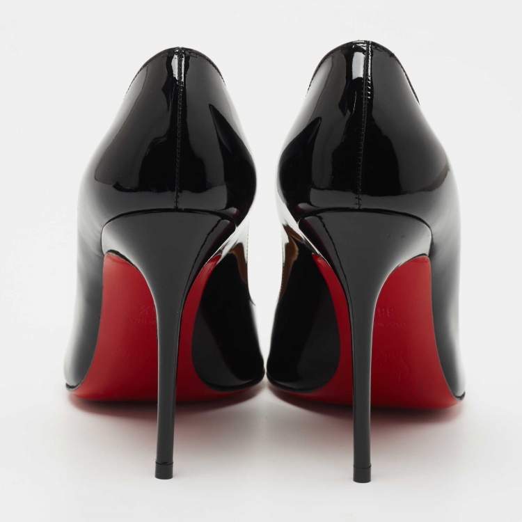 Pre Owned Christian Louboutin Black Patent Leather Corneille Pumps Size 36.5