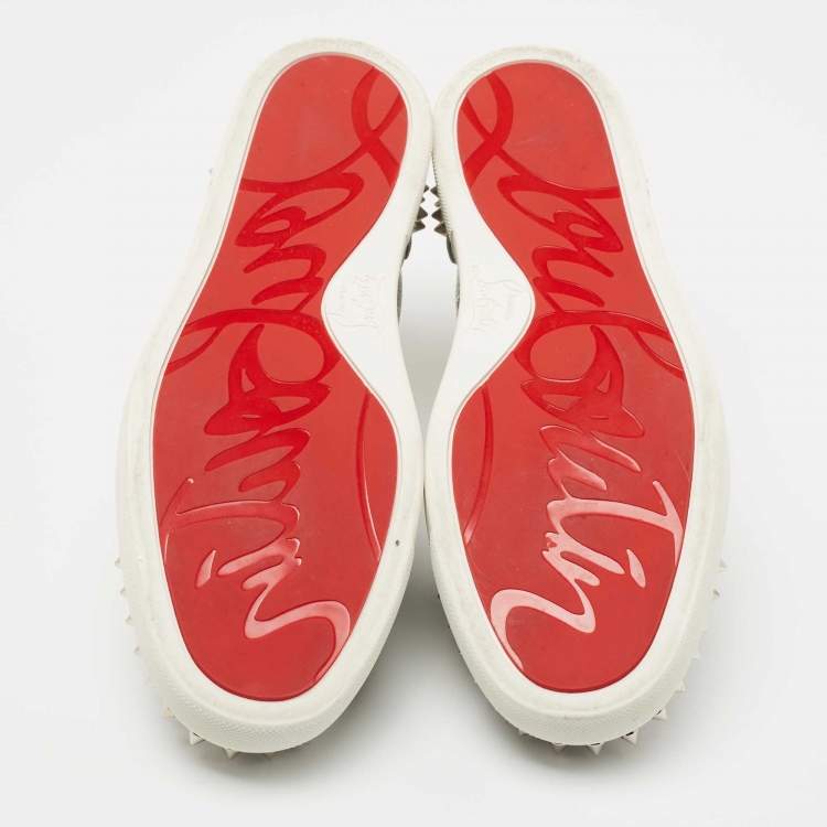 Pre Owned Christian Louboutin Silver Glitter Vieira 2 Sneakers Size 40