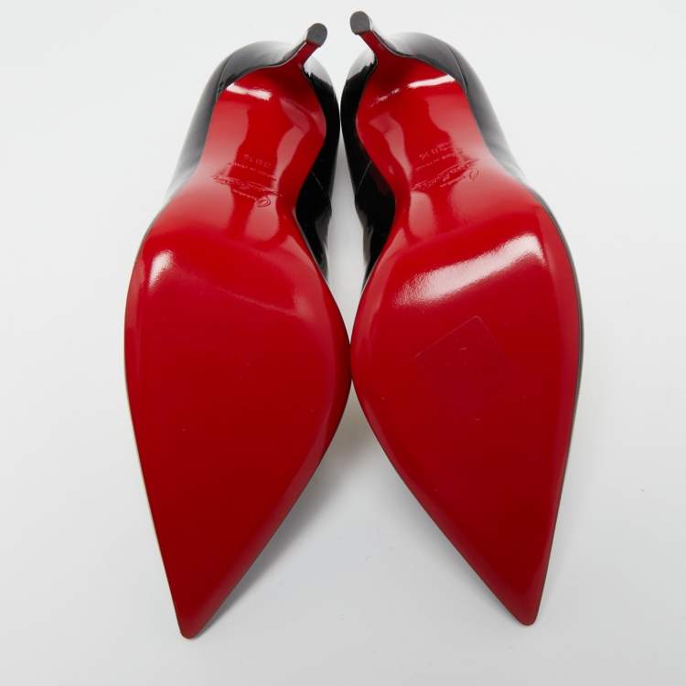 Pre Owned Christian Louboutin Black Patent Leather So Kate Pumps Size 38.5