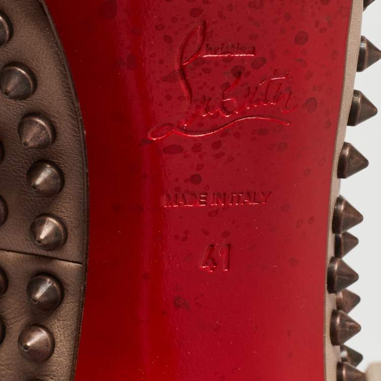 Pre Owned Christian Louboutin Light Brown Leather Yolanda Spike Pumps Size 41