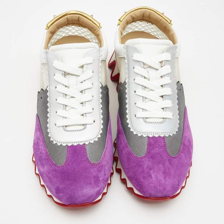 Pre Owned Christian Louboutin Multicolor Leather And PVC Loubishark Low Top Sneakers Size 42
