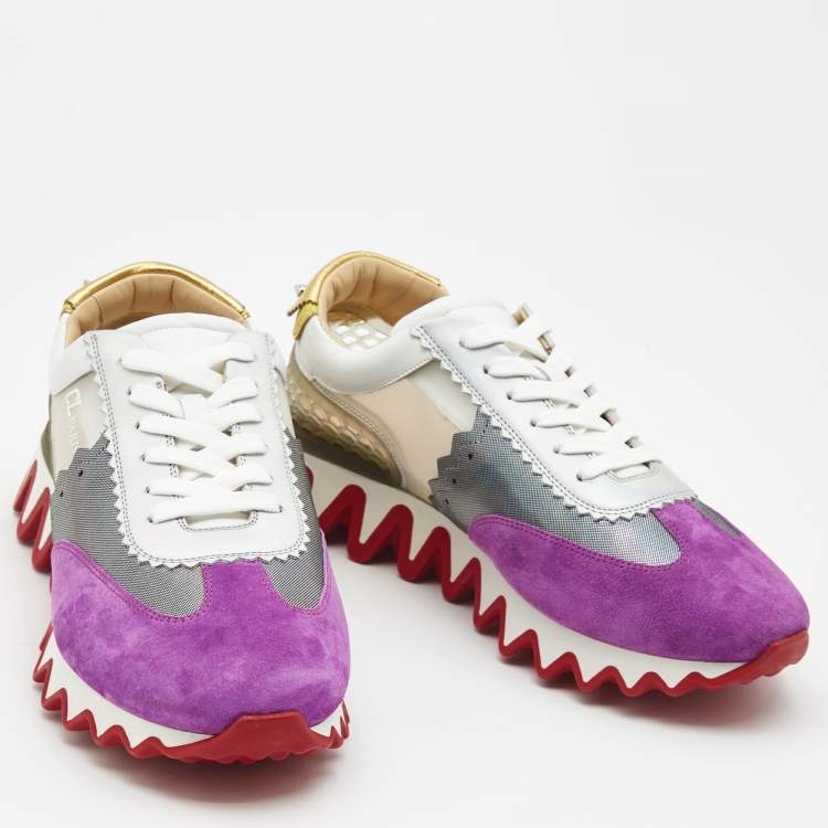 Pre Owned Christian Louboutin Multicolor Leather And PVC Loubishark Low Top Sneakers Size 42