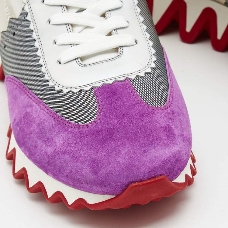 Pre Owned Christian Louboutin Multicolor Leather And PVC Loubishark Low Top Sneakers Size 42