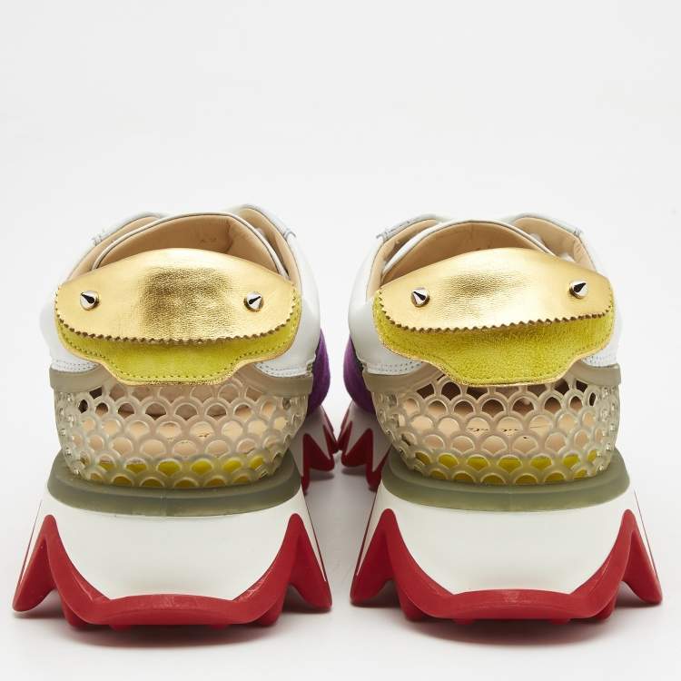 Pre Owned Christian Louboutin Multicolor Leather And PVC Loubishark Low Top Sneakers Size 42