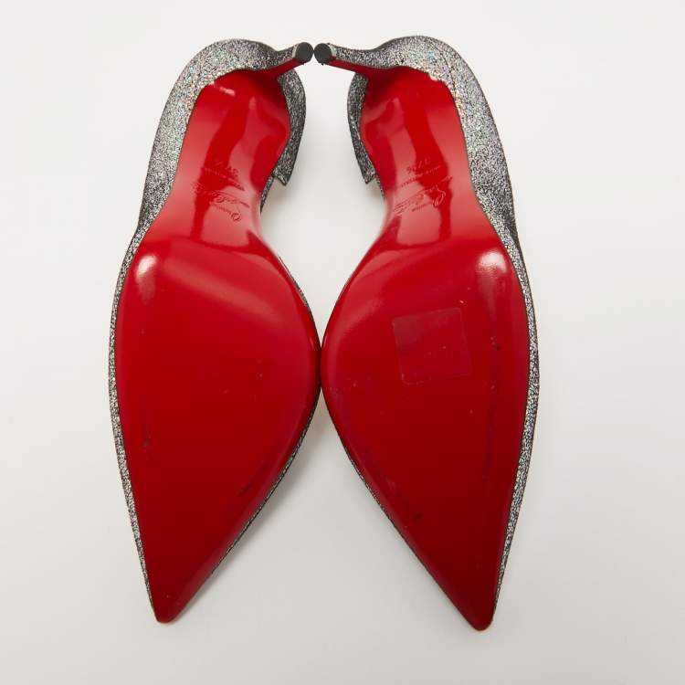 Pre Owned Christian Louboutin Multicolor Glitter Suede Iriza Pumps Size 37.5