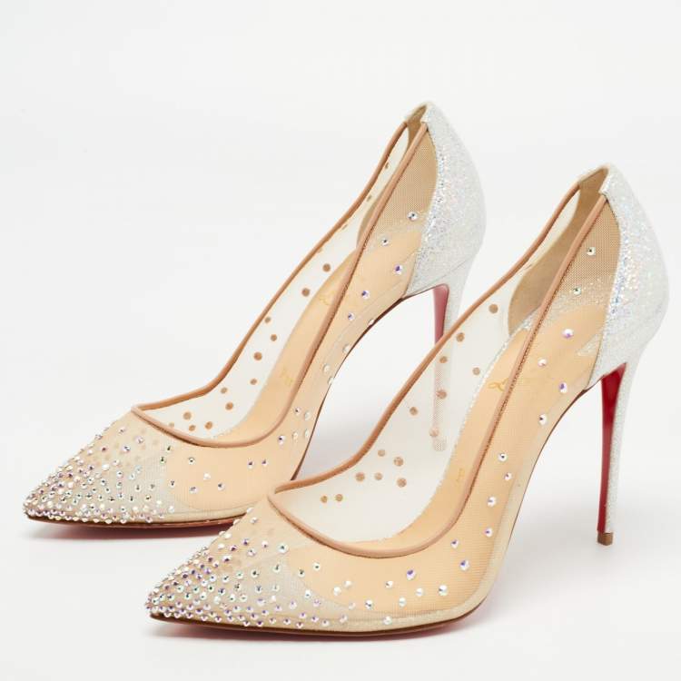 Christian Louboutin  Gold Follies Strass 100 Mesh Crystal Pigalle