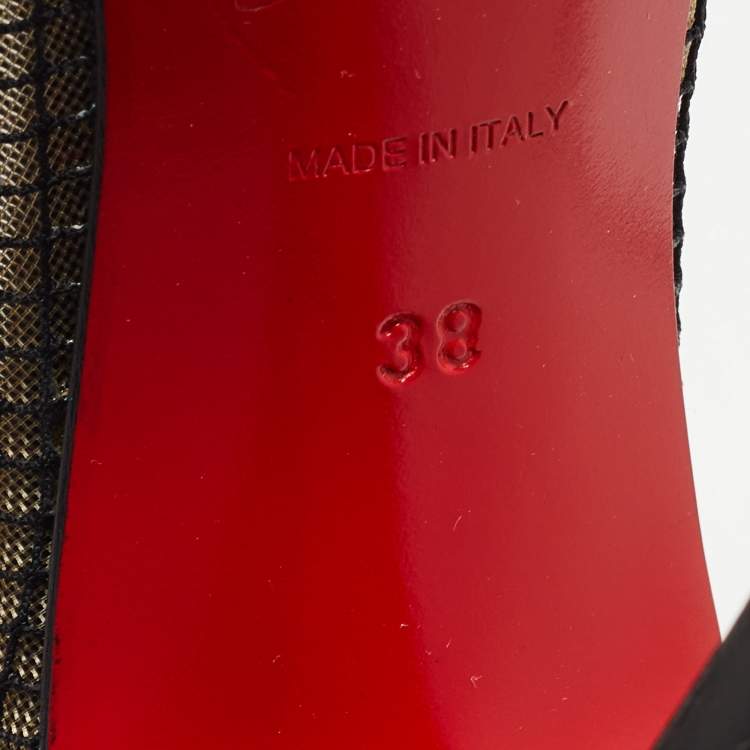 Pre Owned Christian Louboutin Black Mesh and Leather Bourriche Ankle Booties Size 38