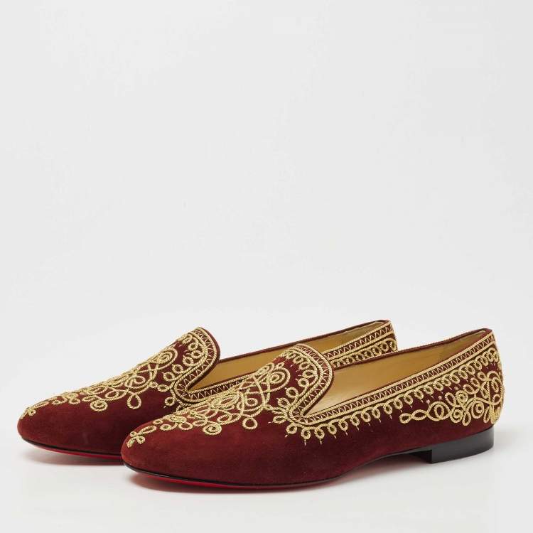 Fashion Spikes Dress Shoes Red Bottoms Loafers Men Burgundy Velvet