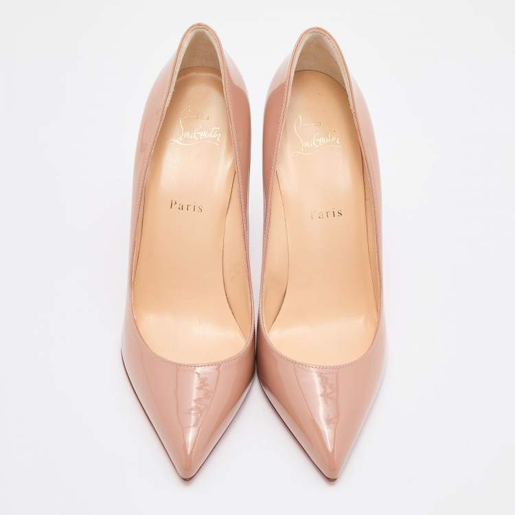 Pre Owned Christian Louboutin Nude Patent Leather Pigalle Pumps Size 39
