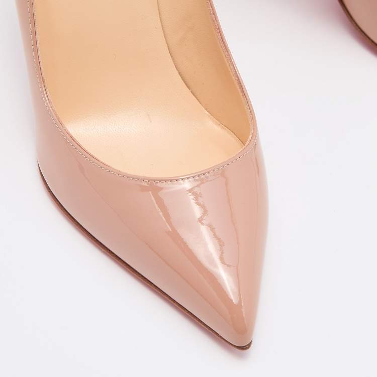 Pre Owned Christian Louboutin Nude Patent Leather Pigalle Pumps Size 39