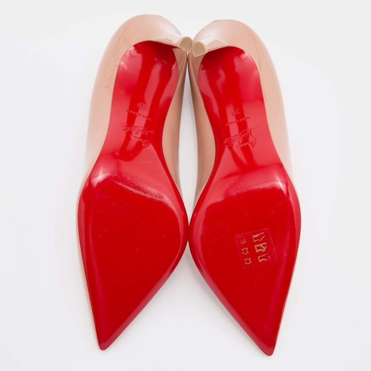 Pre Owned Christian Louboutin Nude Patent Leather Pigalle Pumps Size 39